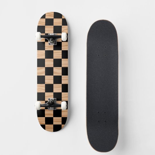 Bold Square Checkers Skateboard Deck Pattern Desig スケートボード (正面)