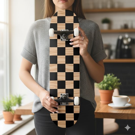 Bold Square Checkers Skateboard Deck Pattern Desig スケートボード