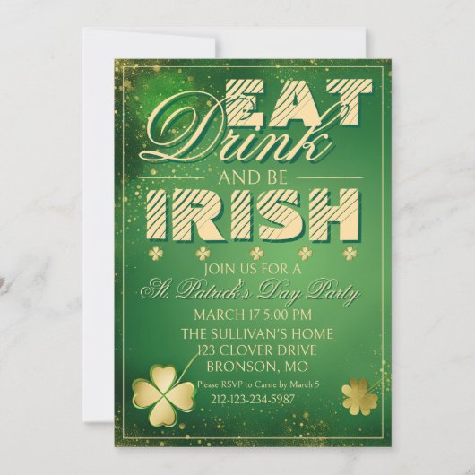 Bold St. Patrick’s Day Invitation 招待状 (正面)