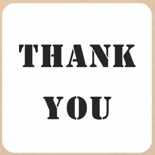 Bold Stencil Style Thank You スクエアシール