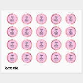 Bold Stripes Modern Red and Pink Wedding Stickers ラウンドシール (シート)
