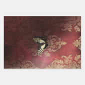 Bold Stripes Zebra Print Dark Circus Damask Patina ラッピングペーパーシート (正面3)