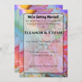 Bold Summer Garden Floral Bright Photo Wedding 招待状 (正面/裏面)