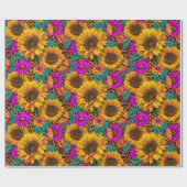 Bold Sunflower & Leopard Wrapping Paper ラッピングペーパー (フラット)