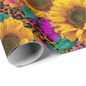 Bold Sunflower & Leopard Wrapping Paper ラッピングペーパー (ロールコーナー)