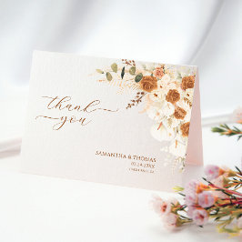 Bold Terracotta Rose Calla Lily Wedding Thank You サンキューカード