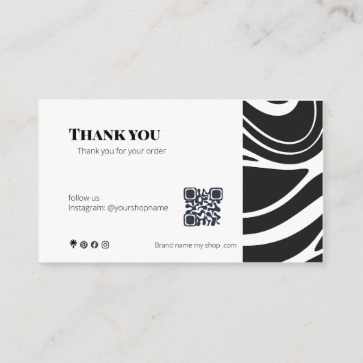 Bold Thank You Card QR Code Small Business 名刺 (裏面)