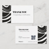 Bold Thank You Card QR Code Small Business 名刺 (正面/裏面)