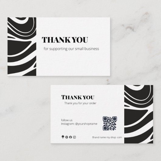 Bold Thank You Card QR Code Small Business 名刺 (正面/裏面)