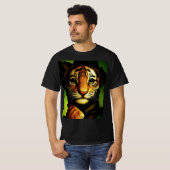 Bold Tiger Cub in Jungle Leaves | Men's T-shirt Tシャツ (正面フル)