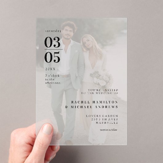 Bold Trending Photo Wedding アクリル招待状 (インサイチュ (ポータブル))