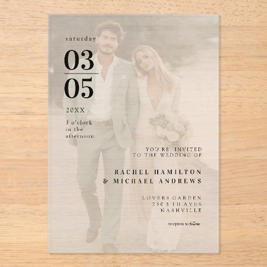 Bold Trending Photo Wedding アクリル招待状 (正面)