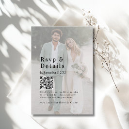 Bold Trending Photo Wedding QR Code RSVP Photo エンクロージャーカード