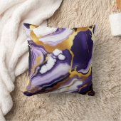 Bold Trendy purple yellow Gold faux marble クッション (ブランケット)