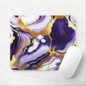 Bold Trendy purple yellow Gold faux marble マウスパッド (マウス)