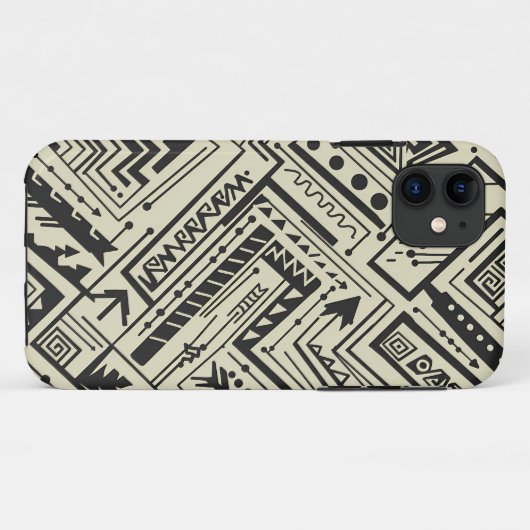 Bold Tribal Geometric Pattern – Black and Cream Ab Case-Mate iPhoneケース (裏面(横))