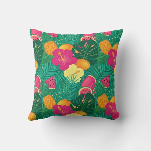 Bold Tropical Paradise Seamless Pattern クッション (裏面)