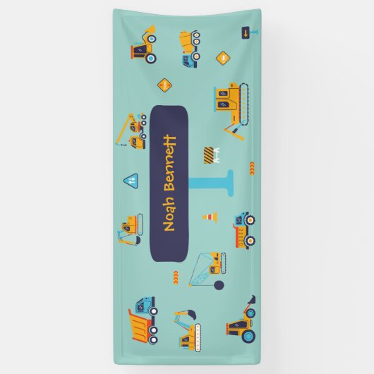 Bold Trucks Custom Name for Kids Boy 横断幕 (縦)