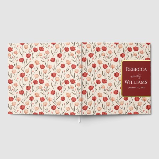 Bold Tulip Boho Wedding Guest Book ゲストブック (全面)