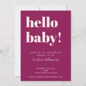 Bold Typography Berry Modern Cute Baby Shower 招待状 (正面)