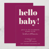 Bold Typography Berry Modern Cute Baby Shower 招待状 (正面/裏面)