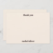 Bold Typography Brown Cream Cute Bat Mitzvah Name サンキューカード (正面/裏面)