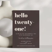 Bold Typography Brown Modern 21st Birthday Party 招待状