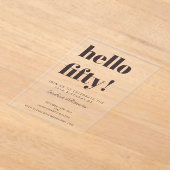 Bold Typography Brown Modern 50th Birthday Clear アクリル招待状 (レイダウン)