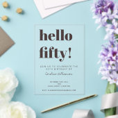 Bold Typography Brown Modern 50th Birthday Clear アクリル招待状 (インサイチュ (ウェディング))