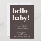 Bold Typography Brown Modern Cute Baby Shower 招待状 (正面)
