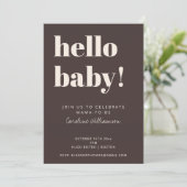 Bold Typography Brown Modern Cute Baby Shower 招待状 (スタンド正面)