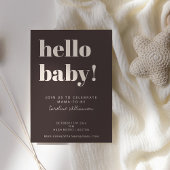 Bold Typography Brown Modern Cute Baby Shower 招待状