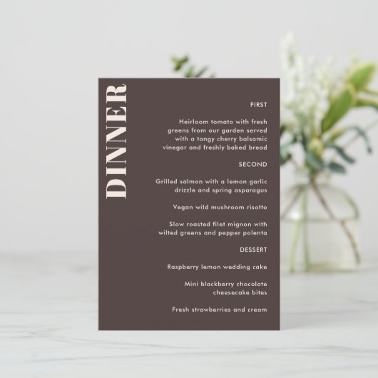 Bold Typography Brown Simple Wedding Dinner  メニュー (スタンド正面)