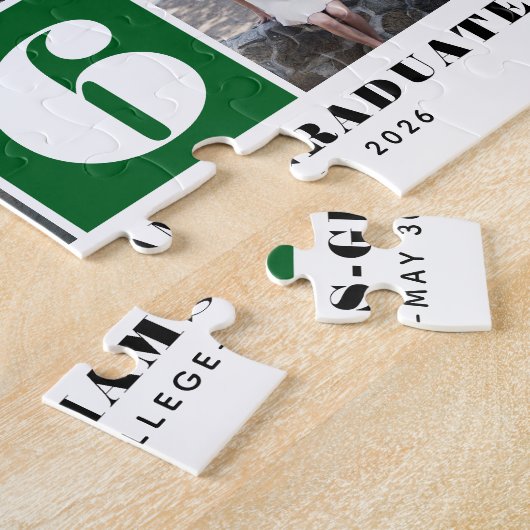 Bold typography Class of 2026 photo collage green ジグソーパズル (側面)