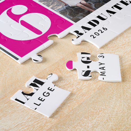 Bold typography Class of 2026 photo collage pink ジグソーパズル (側面)