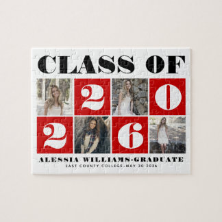 Bold typography Class of 2026 photo collage red ジグソーパズル