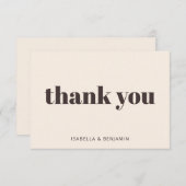 Bold Typography Cream Brown Custom Wedding Flat サンキューカード (正面/裏面)