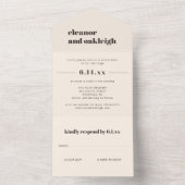 Bold Typography Cream Brown Modern Wedding オールインワン招待状 (内側)