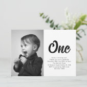 Bold Typography First Birthday Photo 招待状 (スタンド正面)