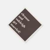 Bold Typography Fun Brown Custom Modern Wedding スタンダードカクテルナプキン (角)