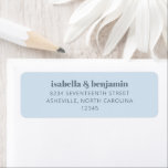 Bold Typography Glacier Blue Modern Wedding ラベル<br><div class="desc">This personalized wedding return address label features a soft icy blue background with clean, modern typography for a calm and polished look. Designed to coordinate effortlessly with minimalist, winter, or cool-toned wedding stationery suites. The subtle glacier-blue color feels timeless and elegant without overpowering your envelopes. Ideal for couples who want...</div>