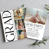Bold Typography Multi Photo Grad Party 招待状
