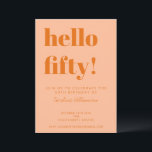 Bold Typography Peach Orange Modern 50th Birthday 招待状<br><div class="desc">This invitation sets a warm, celebratory tone for a 50th birthday gathering. The peach background paired with bold orange lettering feels modern, confident, and inviting, making it easy to coordinate with drinks, signage, and table decor. A strong choice for hosts planning a milestone celebration that feels festive and thoughtfully styled....</div>