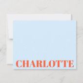 Bold Typography Personalized Blue Orange Name ノートカード (正面)