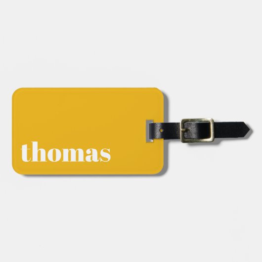 Bold typography Personalized  Name Yellow  ラゲッジタグ (正面横)