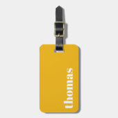Bold typography Personalized  Name Yellow  ラゲッジタグ (正面縦)
