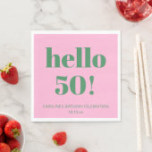 Bold Typography Pink Green Modern 50th Birthday  スタンダードランチョンナプキン (インサイチュ)