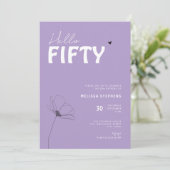 Bold Typography Purple White Elegant 50th Birthday 招待状 (スタンド正面)