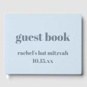 Bold Typography Soft Blue Custom Cute Bat Mitzvah ゲストブック (正面)