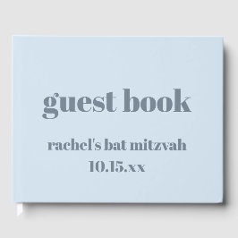 Bold Typography Soft Blue Custom Cute Bat Mitzvah ゲストブック